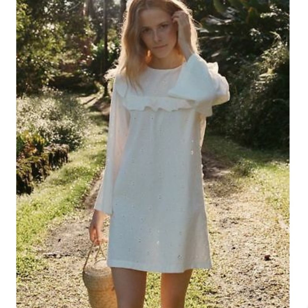 Doên White Eyelet Bronte Dress, Salt, XS